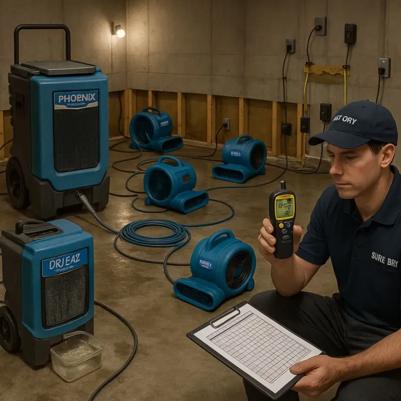 Structural Drying and Dehumidification process in East Bernard, TX